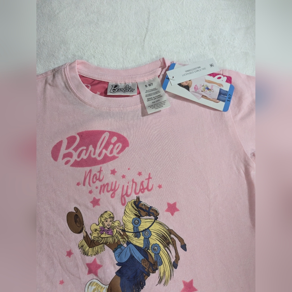 Barbie Pink Kids Girls Rodeo T-Shirt - Picture 13 of 16
